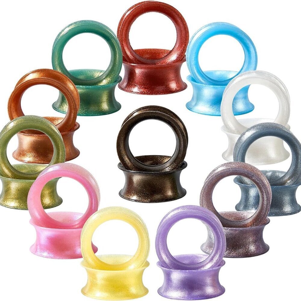Silicone Ear Gauges Set 24PCS Flexible Flared Body Jewelry for Men Women